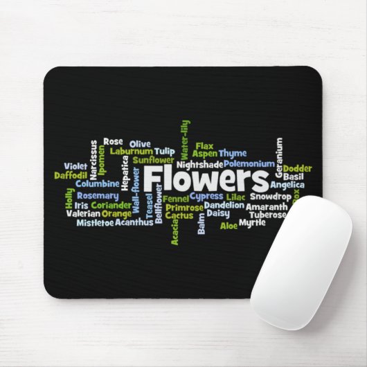 Word Cloud-Blume Mousepad (Mit Mouse)
