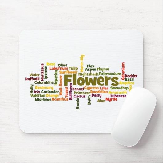 Word Cloud-Blume Mousepad (Mit Mouse)