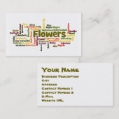 Word Cloud Blume Visitenkarte (Vorne/Hinten)