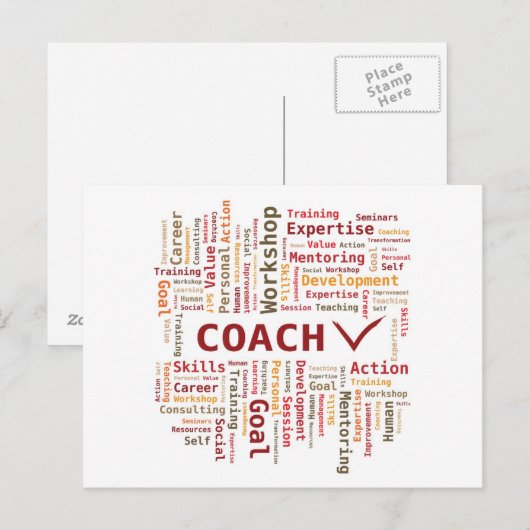 Word Cloud Coach Kompetenz - Red Orange Postkarte (Vorne/Hinten)