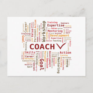 Word Cloud Coach Kompetenz - Red Orange Postkarte