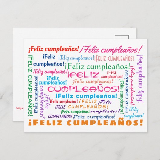 Word Cloud Feliz Cumpleaños Spanisches Glück Gebur Postkarte (Vorne/Hinten)