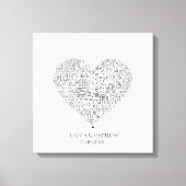 Word Cloud für Hochzeiten und Jahrestage Leinwanddruck (Vorderseite)