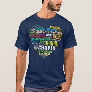 Word Cloud Heart Classic Music Composer Lehrer T-Shirt