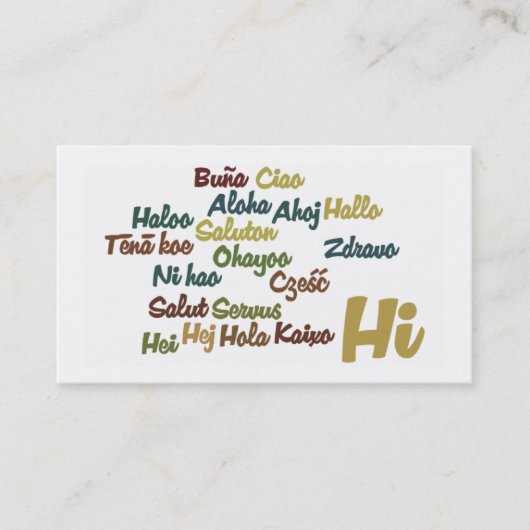 Word Cloud Hi Business-Karte Visitenkarte (Vorderseite)