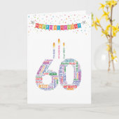 Word Cloud Meilensteine 60 - Geburtstag Karte (Gelbe Blume)