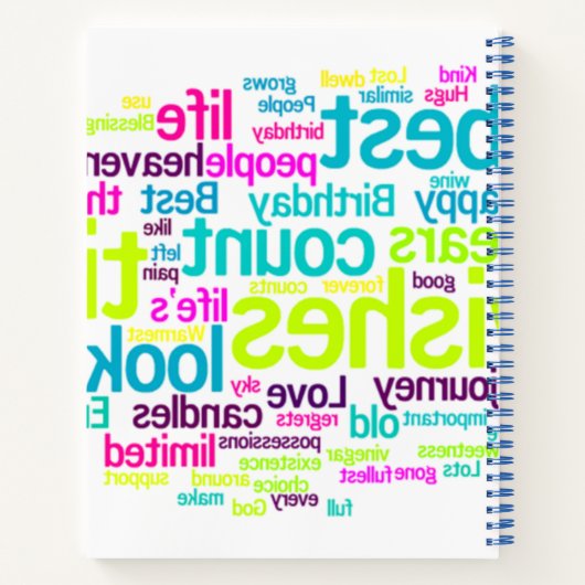 Word Cloud Pattern Spiral Notebook Notizblock (Rückseite)