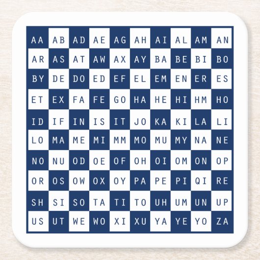 Word Game Cheat Sheet Blau Rechteckiger Pappuntersetzer (Vorderseite)