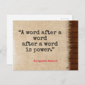 Word ist Power Atwood Quote Postcard Postkarte (Vorne/Hinten)