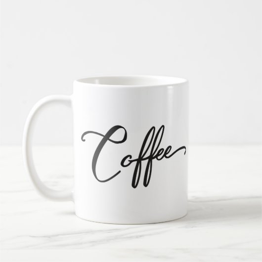 Word-Kaffee , minimale schwarze Kalligraphie Kaffeetasse (Links)