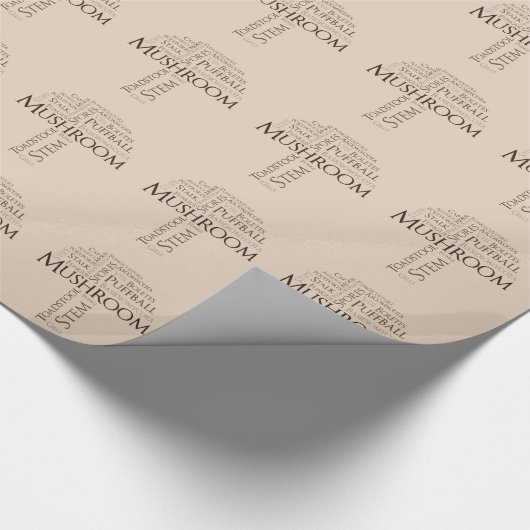 Word Mushroom Wrapping Paper (brauner Text) Geschenkpapier (Ecke)