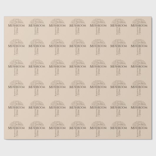 Word Mushroom Wrapping Paper (brauner Text) Geschenkpapier (Flach)