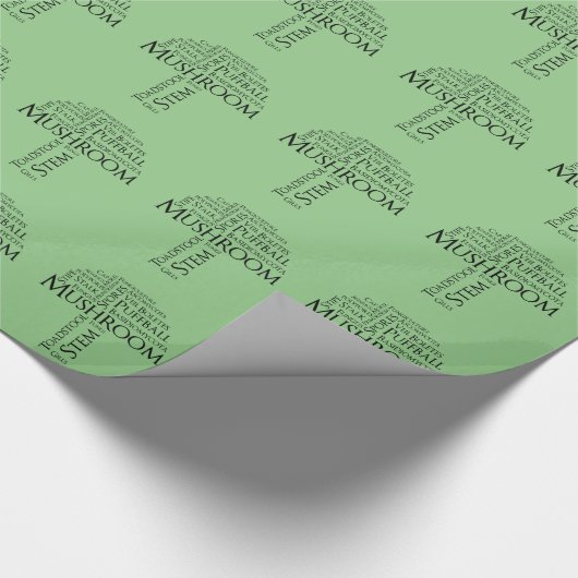 Word Mushroom Wrapping Paper (Schwarzer Text) Geschenkpapier (Ecke)