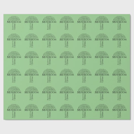 Word Mushroom Wrapping Paper (Schwarzer Text) Geschenkpapier (Flach)