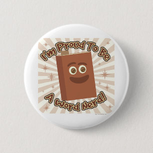 Word Nerd Pride Book Reader Cartoon Spaß Button