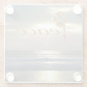 Word Peace with Seashells Ocean Horizon Landscape Glasuntersetzer (Rückseite)