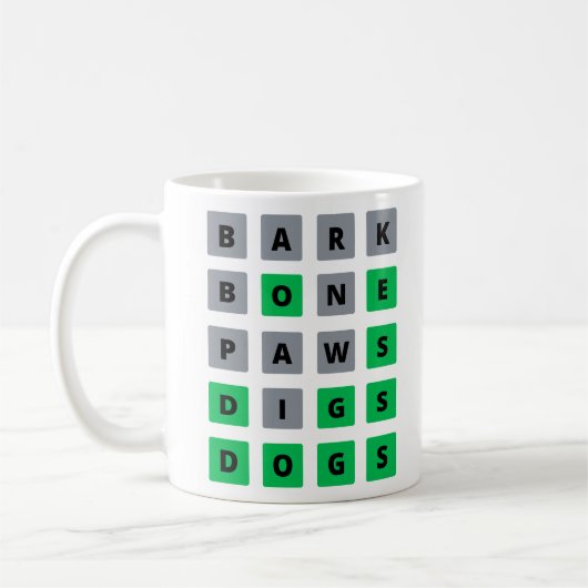Word Puzzle-Tasse für Hundefreunde Kaffeetasse (Links)