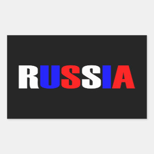 Word RUSSIA in tricolor color flag of the country Rechteckiger Aufkleber