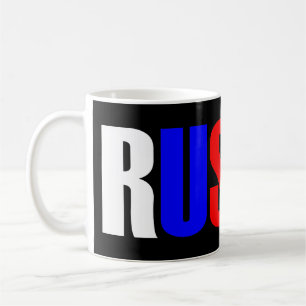 Word RUSSLAND in trifarbiger Flagge des Landes Kaffeetasse