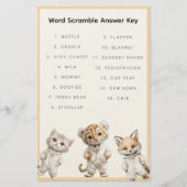 Word Scramble Answer Key Whimsical Pajama Animals Briefpapier (Vorderseite)
