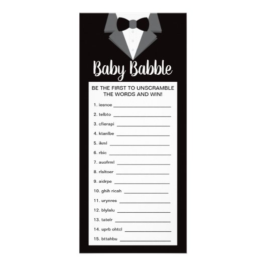 Word Scramble Baby Shower Game, 25 Pack Werbekarte (Vorne)