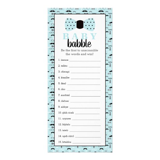 Word Scramble Baby Shower Game, 25 Pack Werbekarte (Vorne)