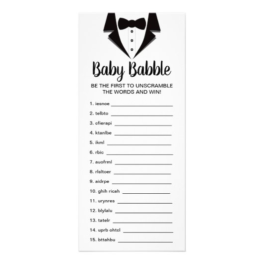 Word Scramble Baby Shower Game, 25 Pack Werbekarte (Vorne)