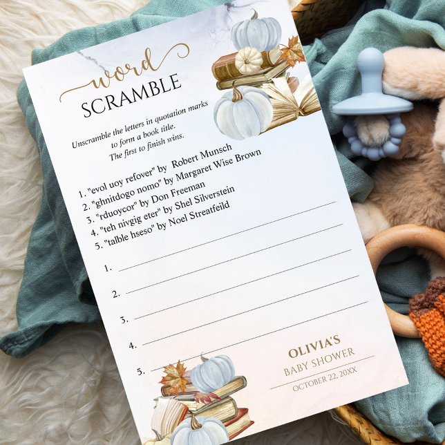 Word Scramble Book Theme Pumpkin Baby Showspiel (Von Creator hochgeladen)