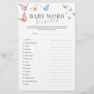 Word Scramble Butterfly Baby Showspiel