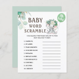 Word Scramble | Elephant Green Balloon Babydusche