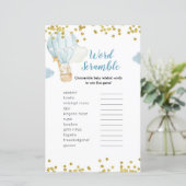 Word Scramble Game Blue Hot Air Ballon Jungle (Stehend Vorderseite)