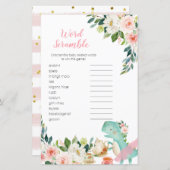 Word Scramble Game Dinosaur Tea Party Kinderdusche (Vorne/Hinten)