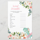 Word Scramble Game Dinosaur Tea Party Kinderdusche (Vorderseite)