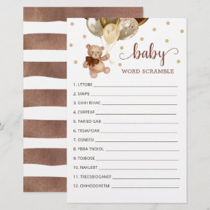 Word Scramble Game für den Baby Shower Teddy Bär