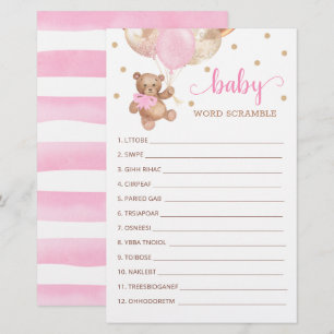 Word Scramble Game für den Baby Shower Teddy Bär