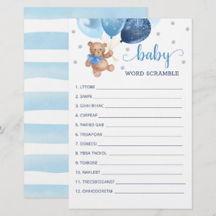 Word Scramble Game für den Baby Shower Teddy Bär