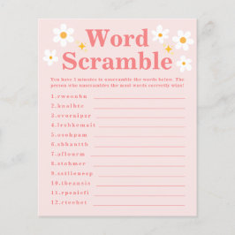 Word Scramble Game Pink Daisy Spring Baby Dusche