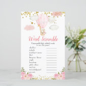 Word Scramble Game Pink Hot Air Ballon Tiere (Stehend Vorderseite)