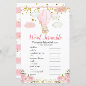 Word Scramble Game Pink Hot Air Ballon Tiere (Vorne/Hinten)