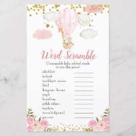 Word Scramble Game Pink Hot Air Ballon Tiere