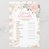 Word Scramble Game Winter Pink Floral Schneeflocke (Vorne/Hinten)