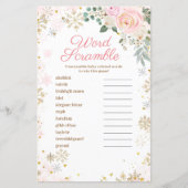 Word Scramble Game Winter Pink Floral Schneeflocke (Vorderseite)