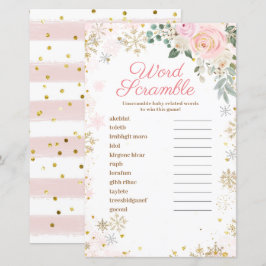 Word Scramble Game Winter Pink Floral Schneeflocke