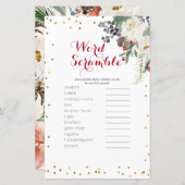 Word Scramble Game Winter White Floral Weihnachten (Vorne/Hinten)