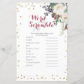 Word Scramble Game Winter White Floral Weihnachten (Vorderseite)