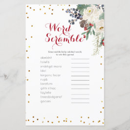 Word Scramble Game Winter White Floral Weihnachten