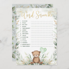 Word Scramble Teddy Bear Greenerity Baby Shower Ga Einladung