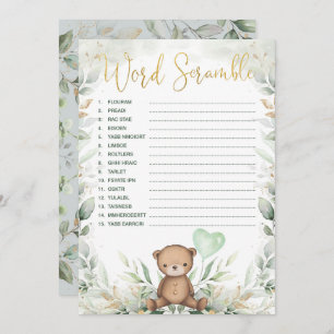 Word Scramble Teddy Bear Greenerity Baby Shower Ga Einladung