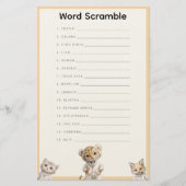 Word Scramble Whimsical Pajama Animals Briefpapier (Vorderseite)