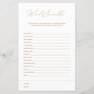Word Scramble White Elegante Brautparty Game